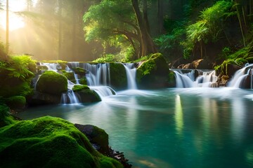 Waterfall in the Jungle (Ai Generative)