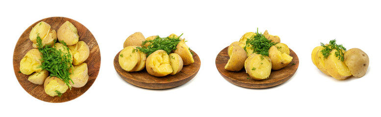 Boiled Potato in Skin Isolated, Whole Prepared Unpeeled Vegetables, Healthy Diet Ingredient, Boiled Potato