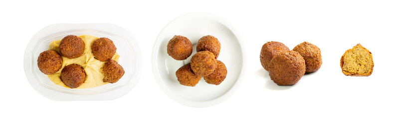 Falafel Balls Isolated, Fried Chickpea Balls, Traditional Arabic Street Food, Falafel on White Background