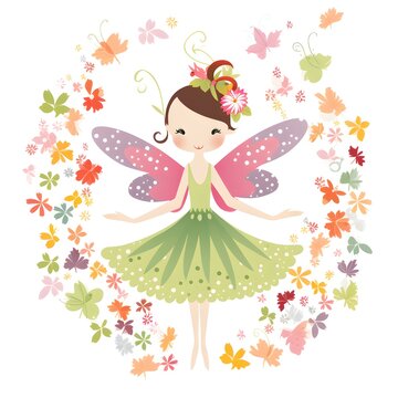 Blossom fairyland enchantment, vibrant clipart of colorful fairies with cute wings and enchanting blossom magic