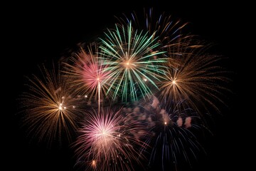 Naklejka premium Colorful Fireworks in the night sky