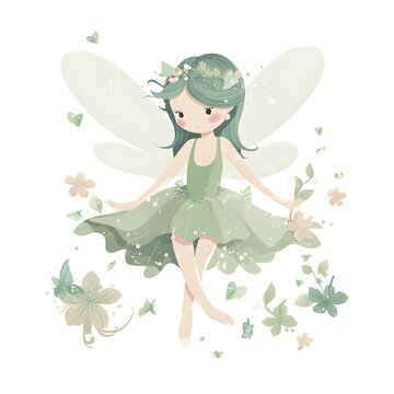 Enchanted garden delight, adorable illustration of colorful fairies with cute wings and delightful flower magic