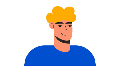 Young man avatar vector flat illustration. Profile picture. Man face. Cartoon character.
