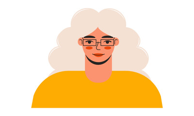 Young woman avatar vector flat illustration. Profile picture. Woman face. Cartoon character.

