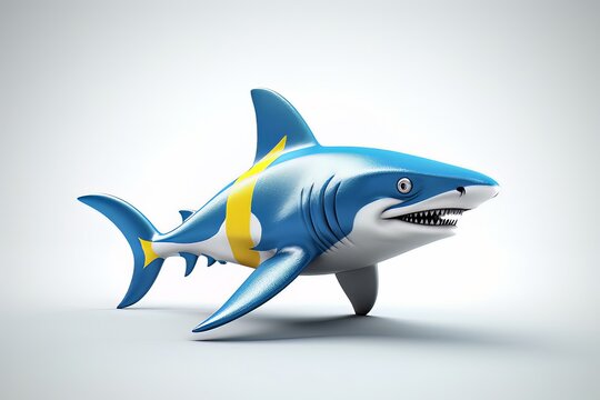 Cartoon image of a shark on a white background isolated AI Generative AI