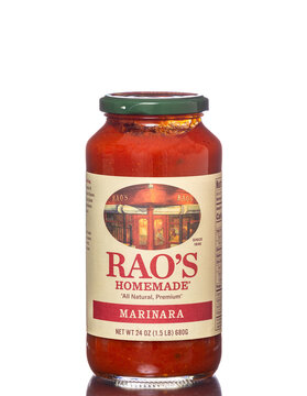 Chicago, USA - June 15, 2023: A jar of homemade RAO's marinara sauce.