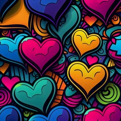 Fototapeta na wymiar cartoon style wallpaper pattern hearts