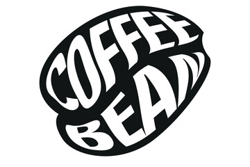 Black Coffee Bean Word Typography Design