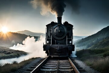 Obraz na płótnie Canvas Running train engine generative by ai 