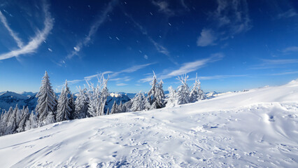 A beautiful winter day in the high mountains - generative ai