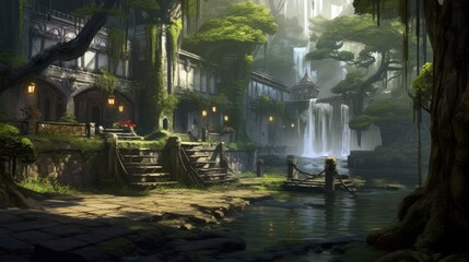 Fototapeta na wymiar MMORPG game art environment