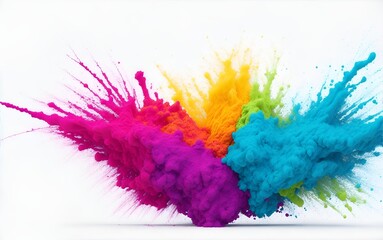 Colored powder explosion isolated on white background.
