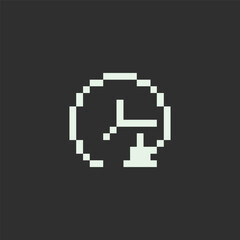 Obraz premium this is Time icon 1 bit style in pixel art with white color and black background ,this item good for presentations,stickers, icons, t shirt design,game asset,logo and your project