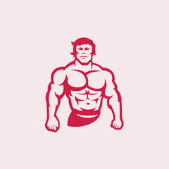 muscular bodybuilder front view logo