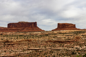 The Monitor and Merrimac buttes in Utah. Named after their resemblance to the two Civil War ships. 
