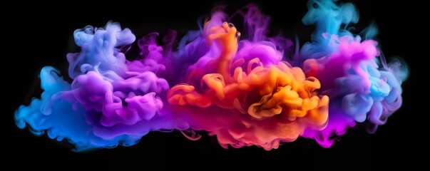 coloring neon light smoke on black background 