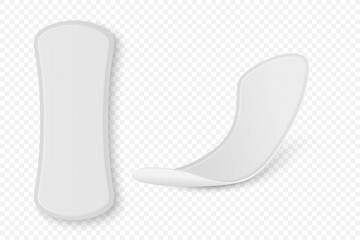 Vector 3d Realistic Whit Menstrual Hygiene Products - Sanitary Daily Thin Pad Icon Set Closeup Isolated. Feminine Hygiene Icons - Sanitary Pads, Design Template. Front, Top, Side View © gomolach