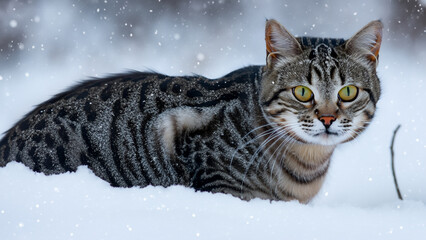 Cat in the snow - generative ai