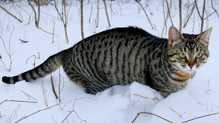 Cat in the snow - generative ai