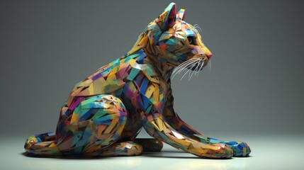 Abstract cat animal sculpture pictures AI Generated art