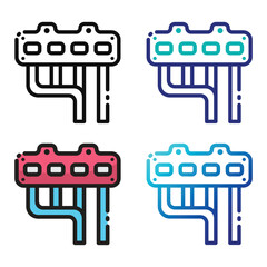 Car manifold icon design in four variation color