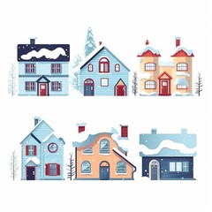 set of houses icons