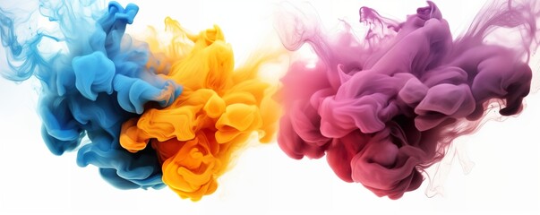 two coloring smoke cloud blast on white background 
