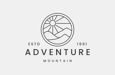 Adventure mountain logo vector icon illustration hipster vintage retro .