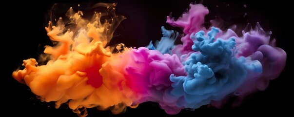 Fototapeta na wymiar two coloring smoke cloud_blast on black background