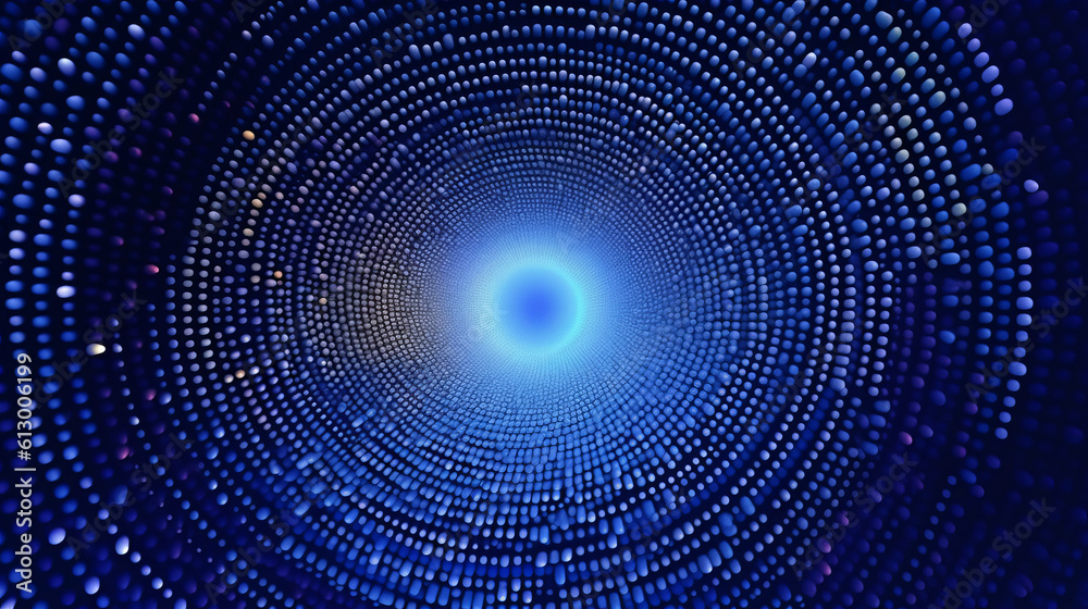Poster a abstract design featuring blue and black circles on a background. generative ai