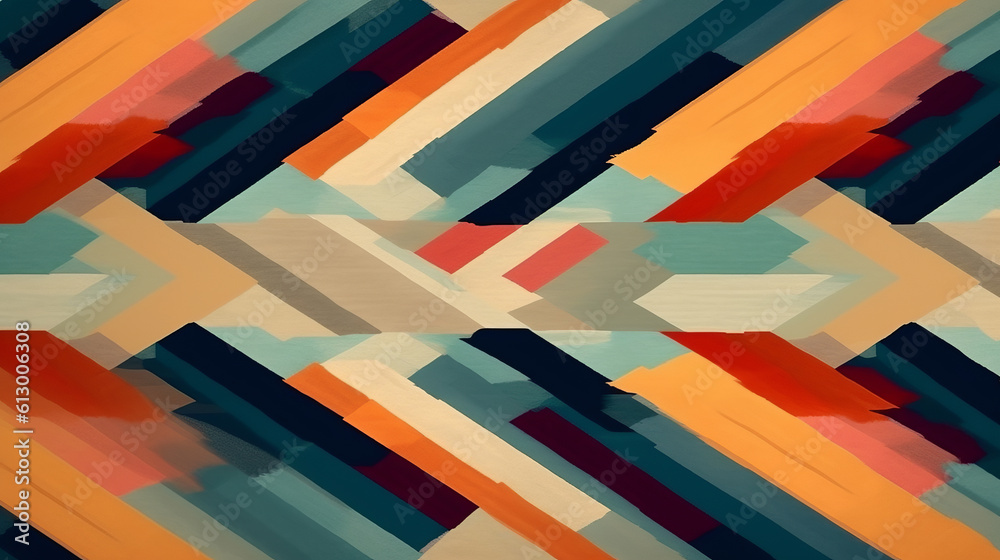 Poster an abstract painting composed of various colored lines arranged in a non-representational manner. ge