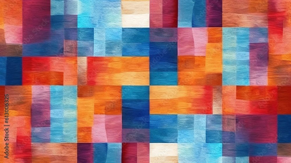 Poster A vibrant abstract composition featuring squares and rectangles. Generative ai