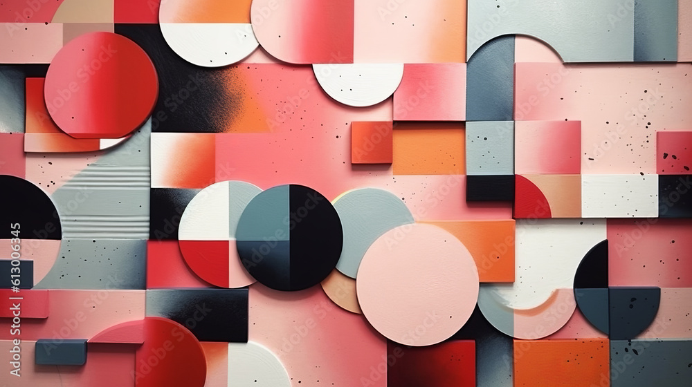 Aufkleber An abstract painting with colorful circles and geometric shapes. Generative ai