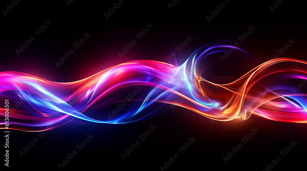 Poster A vibrant and dynamic light wave against a dark backdrop. Generative ai