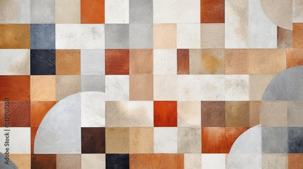 Poster a colorful abstract painting with various shapes and forms. generative ai