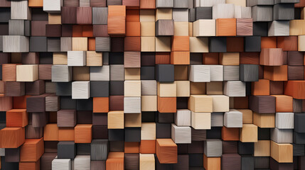 A wooden wall made from interlocking blocks. Generative ai