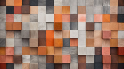 A colorful wooden wall made up of various shades and textures. Generative ai