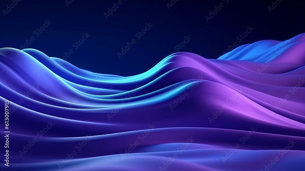 Aufkleber an abstract blue and purple background with flowing waves and curves. generative ai