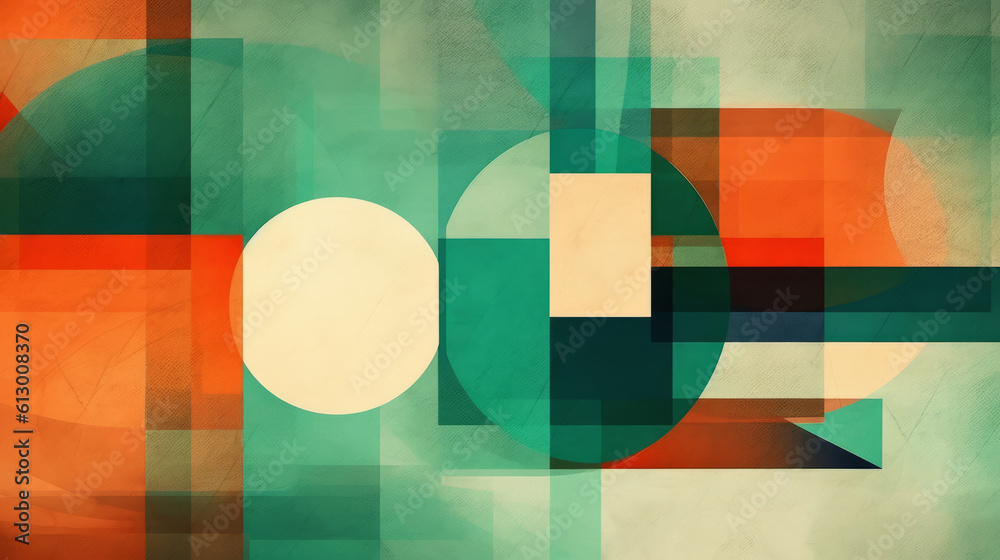 Leinwandbilder an abstract painting featuring a circular and semicircular shape. generative ai