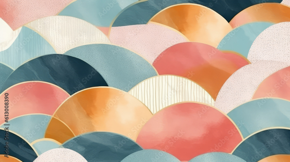 Aufkleber an abstract painting full of vibrant colors and various shapes. generative ai