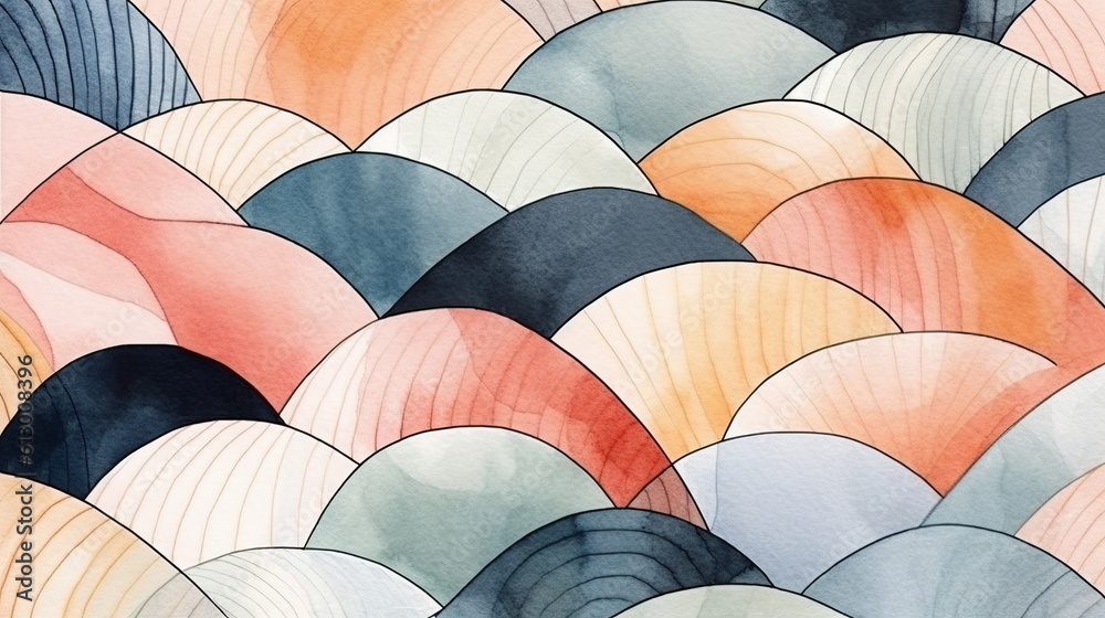 Poster an abstract painting with flowing waves and vibrant colors. generative ai