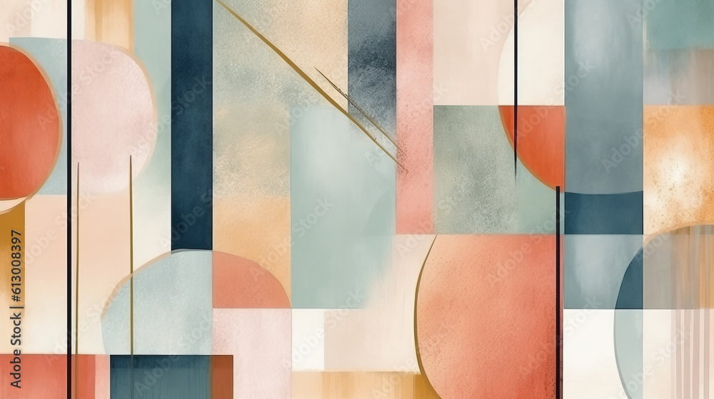 Poster an abstract painting with vibrant colors and dynamic shapes. generative ai