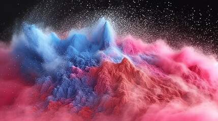 A mountain engulfed in colorful smoke. Generative ai