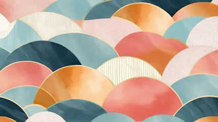 An abstract painting full of vibrant colors and various shapes. Generative ai