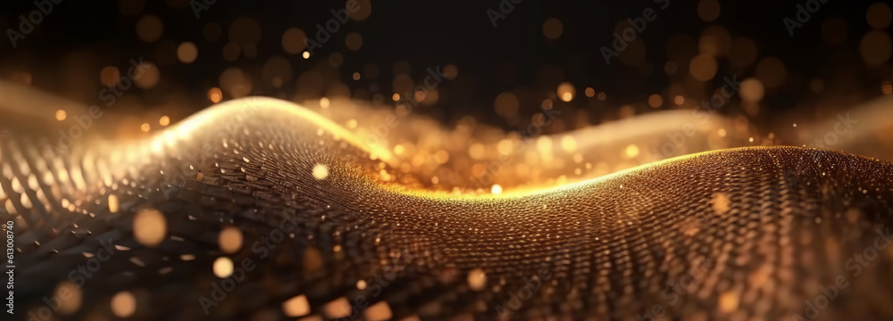 Poster a colorful light wave on a dark background. generative ai
