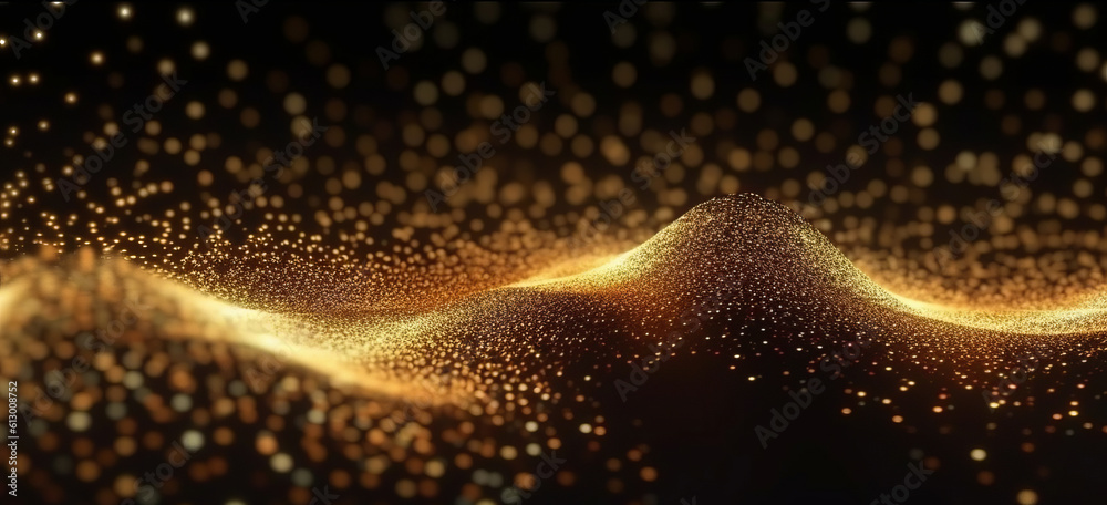 Poster A sparkling golden wave. Generative ai