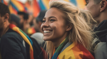 crowd of people closeup at LGBTQ parade