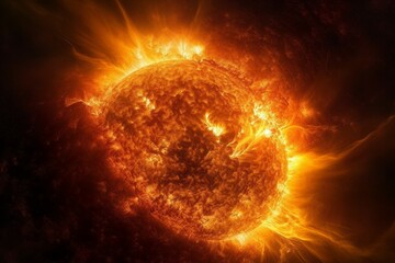Flashes in the sun. Climate change concept. AI generated, human enhanced.