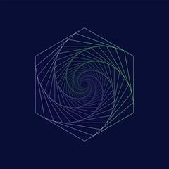 Geometric abstract line neon art. Spiral geometric shapes
