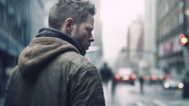 young adult man, sad disappointed or afraid and a expression with hopelessness, crying or grieving, depressed or mentally unstable